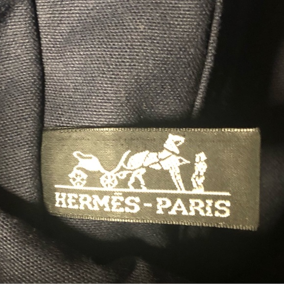 Hermes Authentic Fourre Tout Navy/Green Tote Bag,GUC. - Picture 4 of 17